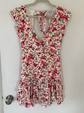 Hello Molly Floral Tie-Back Mini Sun Dress Cottagecore Tomato Girl Summer Size 6
